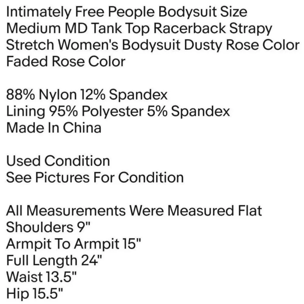 Intimately Free People Bodysuit Size Medium MD Tank Top Racerback Strapy Stretch
